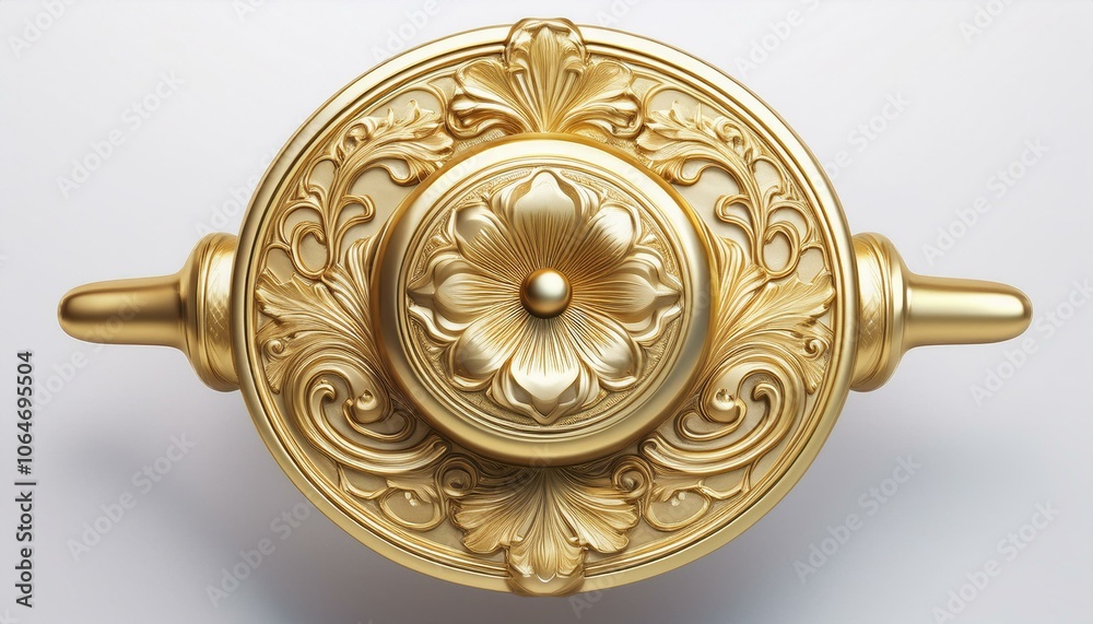 Elegant Gold Door Knob with Intricate Floral Design Isolated on White Background for Home Decor and Hardware Design Elegant Gold Door Knob with Intricate Floral Design Isolated on White Background for Home Decor and Hardware Design