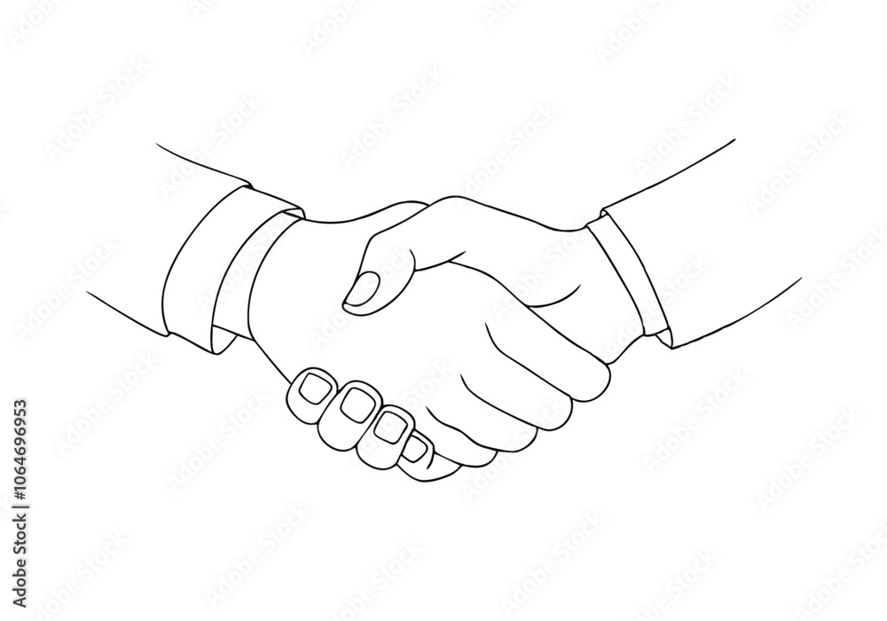 Continuous Line Art of a Handshake. Minimalist Symbol of Agreement and Partnership Continuous Line Art of a Handshake. Minimalist Symbol of Agreement and Partnership
