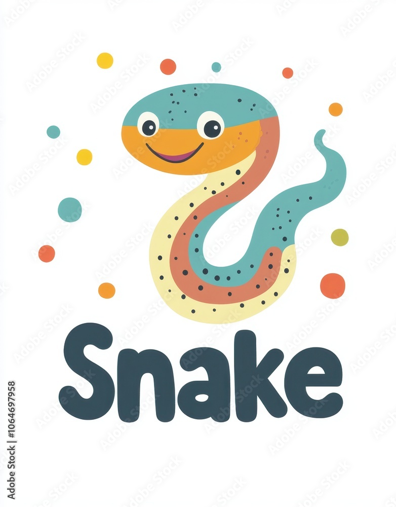 Naklejka premium Cute cartoon snake pattern