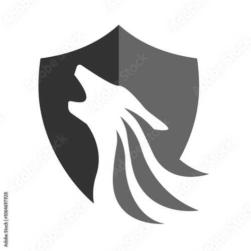 shield wolf head logo design vector sign concept illustration photo