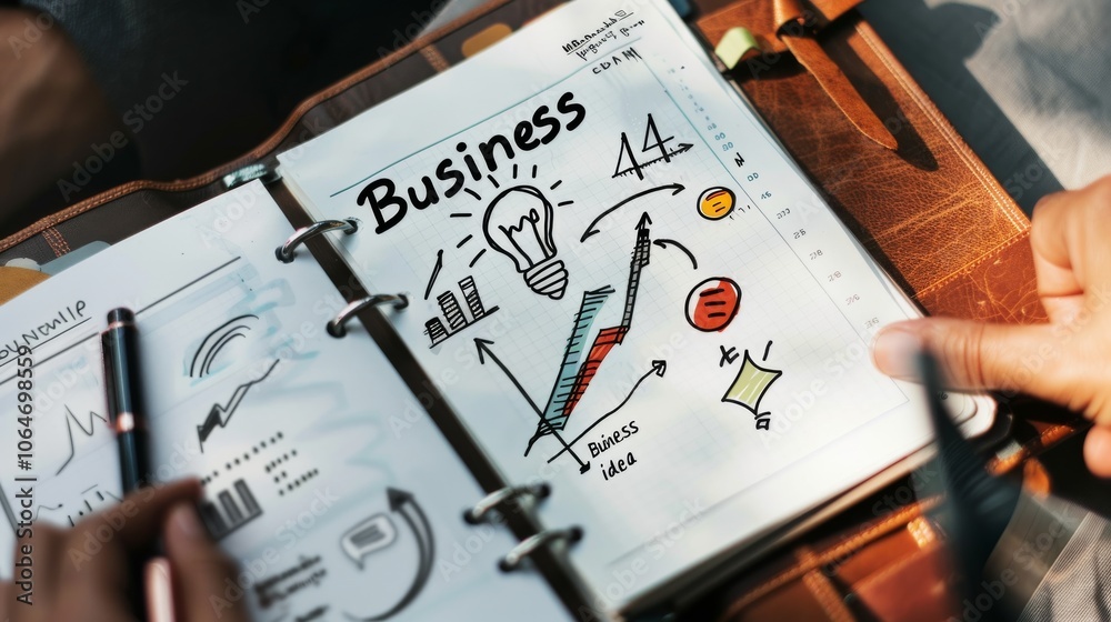 Fototapeta premium Business Ideas in a Notebook