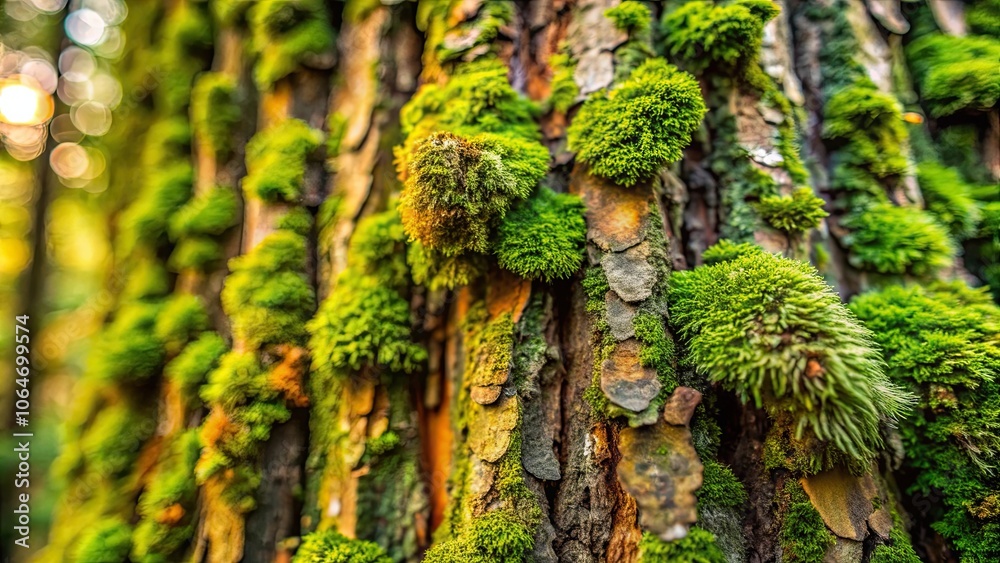 Real thick tree bark covered with moss and fungi Real thick tree bark covered with moss and fungi