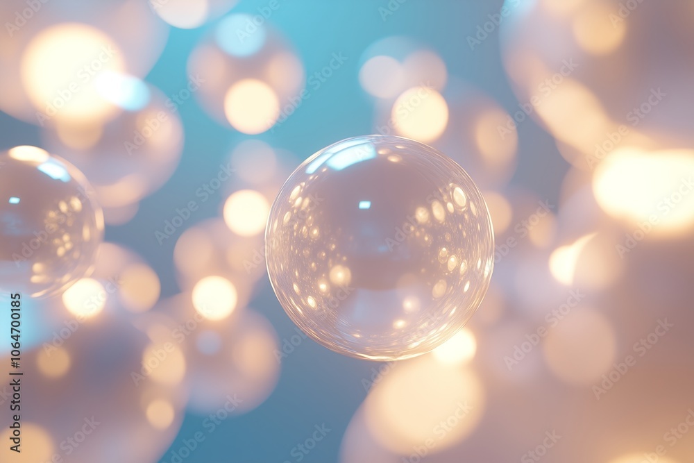 Bubbles floating in soft blue light create a dreamy atmosphere with shimmering reflections in a serene environment Bubbles floating in soft blue light create a dreamy atmosphere with shimmering reflections in a serene environment