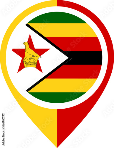 Map Icon Inside Zimbabwe Flag