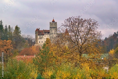 View of Bran Castle in Brasov neighbourhood in Romania.