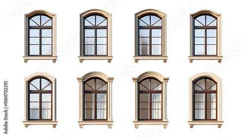 set of room windows, isolated on white background