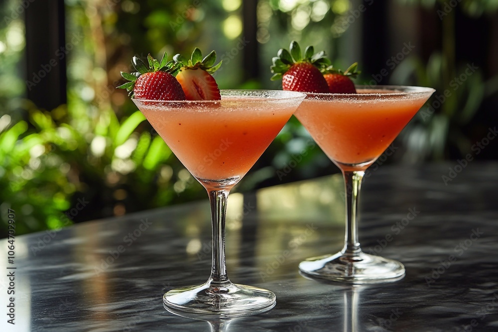 Strawberry Cocktail: Emphasize fresh strawberries as a garnish and cocktail ingredient.
Strawberry Cocktail: Emphasize fresh strawberries as a garnish and cocktail ingredient.