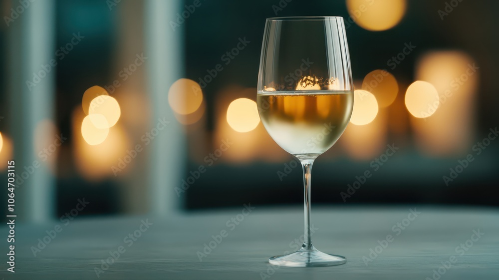 Elegant glass of wine surrounded by shimmering lights, creating a warm and inviting atmosphere.