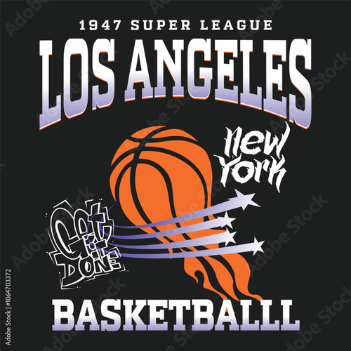 Basketball college league. Vintage artwork for sportswear. Sport logo. College. Sport typography, t-shirt graphics, poster, banner, flyer, print and postcard theme of basketball in Brooklyn street
