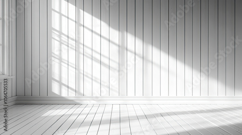 Wooden flooring and walls, window shadows