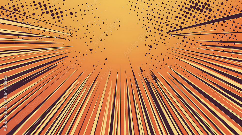 Obraz premium An abstract comic book-inspired background in warm brown tones with an explosive zoom effect, featuring splattered textures and dynamic radial lines, creating a sense of movement and visual impact.