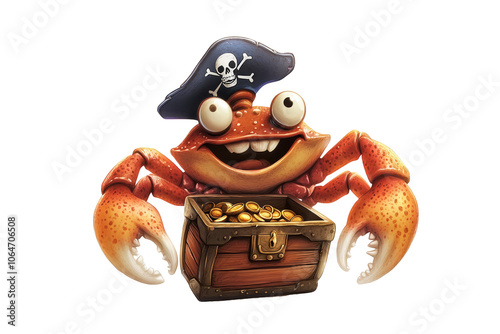 Playful Crab Character, a whimsical illustration featuring a cheerful crab adorned with vibrant colors and a delightful expression, perfect for children's stories.