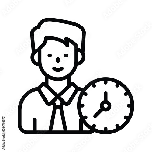 Clock with person concept icon of punctuality