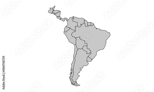 Latin America Map for website layouts,background,education, precise,customizable,Travel worldwide,map silhouette backdrop,earth geography, political,reports.Vector illustration map.