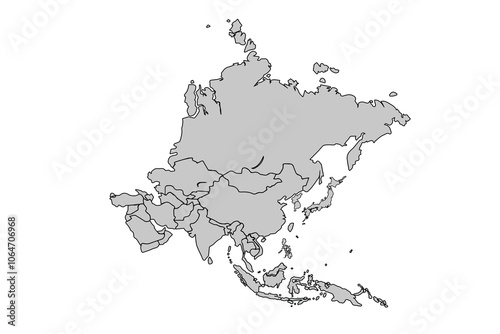 Map of Asia for website layouts,background,education, precise,customizable,Travel worldwide,map silhouette backdrop,earth geography, political,reports.Vector illustration map.