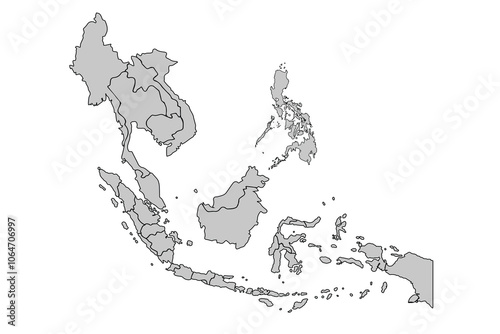 Southeast Asia Country for website layouts,background,education, precise,customizable,Travel worldwide,map silhouette backdrop,earth geography, political,reports.Vector illustration map