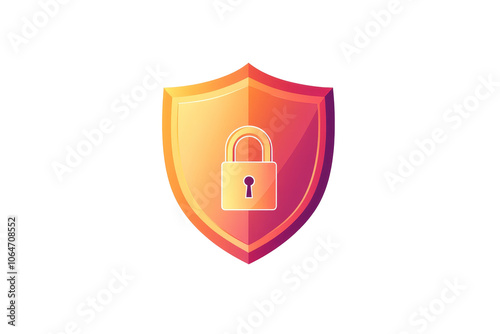 Shield design featuring a lock symbol, representing security and protection, ideal for digital applications and branding purposes.