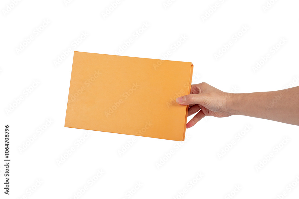Blank book cover in hand on transparent background. Blank book cover in hand on transparent background.