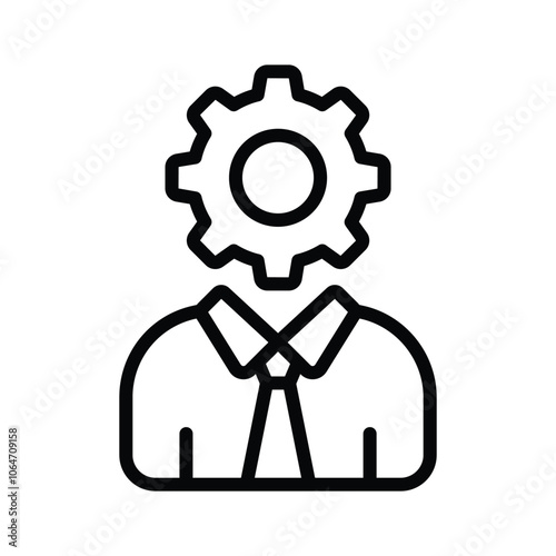 Person with a gear head, symbolizing technical knowledge and skills