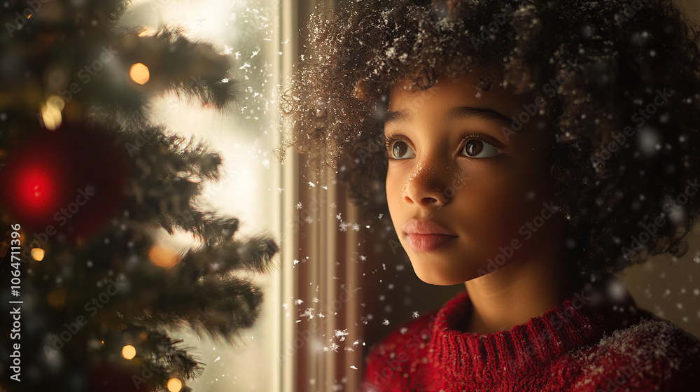 Winter Wonder: Girl in Red Sweater by Christmas Tree (christmas-tree) Winter Wonder: Girl in Red Sweater by Christmas Tree (christmas-tree)