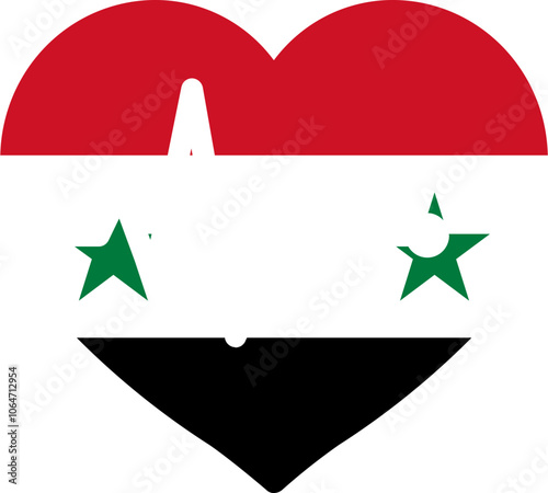 Syria Flag in Heart with Pulse