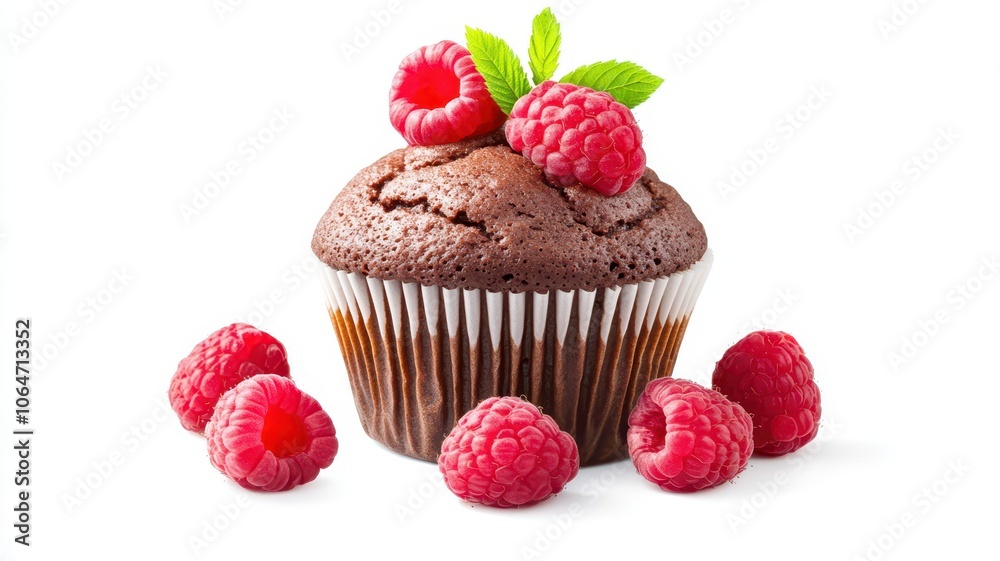 Deliciously indulgent chocolate and raspberry muffin, perfect for a sweet treat or dessert delight. Deliciously indulgent chocolate and raspberry muffin, perfect for a sweet treat or dessert delight.