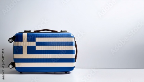 ギリシャの国旗のスーツケース。(Greece flag on a stylish suitcase and copy space.)
 photo