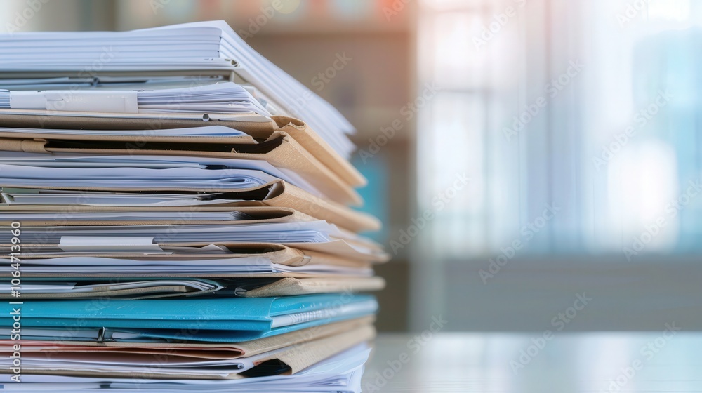Business Documents Stack, a chaotic assortment of paperwork reflects the complexities of modern business administration, surrounded by an indistinct, cluttered workspace. Business Documents Stack, a chaotic assortment of paperwork reflects the complexities of modern business administration, surrounded by an indistinct, cluttered workspace.