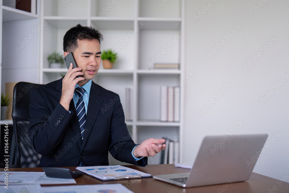 Business Consultant Engaging Clients Over Phone for Market Insights Business Consultant Engaging Clients Over Phone for Market Insights
