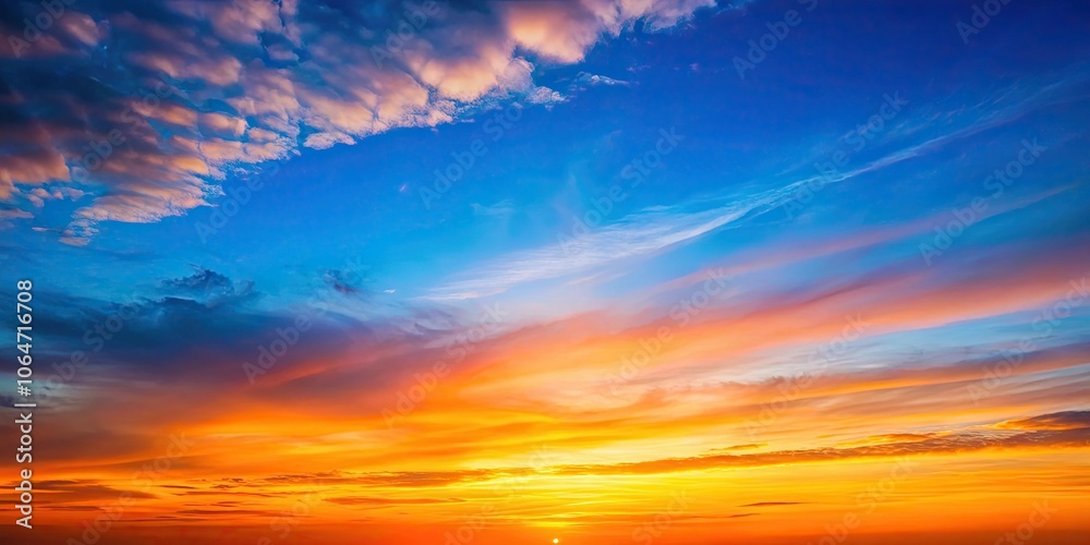 Obraz premium Sunset sky gradient from orange to blue, Sunset, sunrise, sky, background, nature, gradient, colors, orange, blue, peaceful