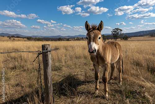 Donkey in Peaceful Rural Landscape photo