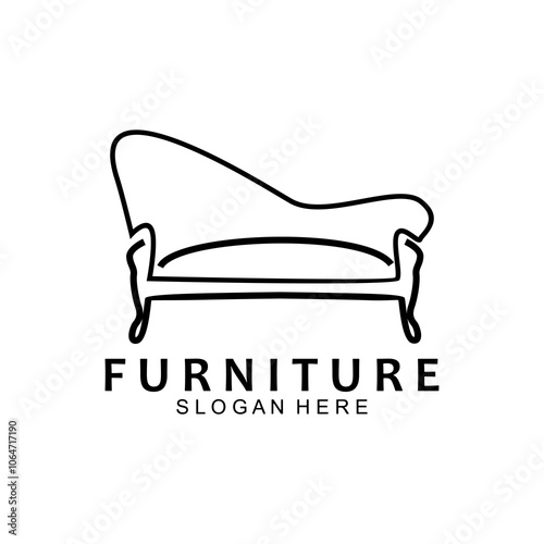 Furniture logo design with creative concept. Vintage sofa vector illustration.	