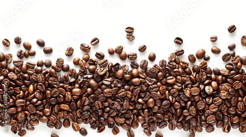 A pile of coffee beans on a white background. Generative AI