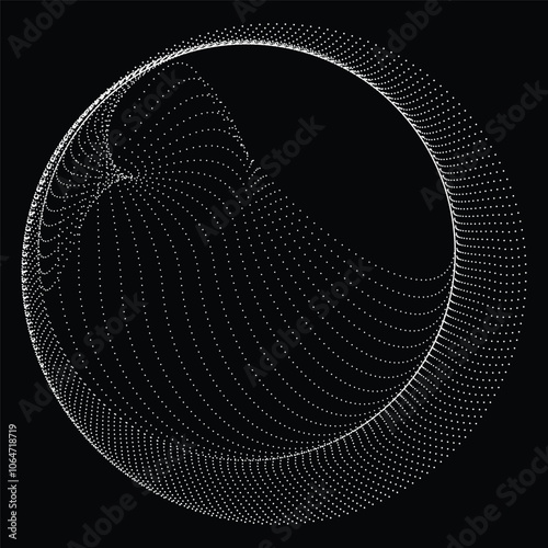 Dots in blob Form . Rotate dots circles Vector Illustration .Lots of halftones form a ring . Design element . Various halftone dots forming round frame . Liquid blob shape.Abstract Geometric dot art 