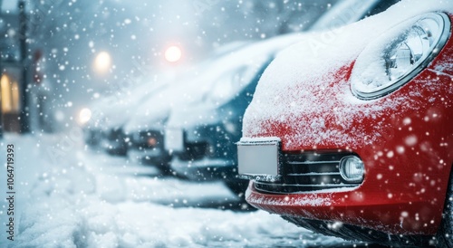 Winter Wonderland of Snow-Covered Street Scene photo