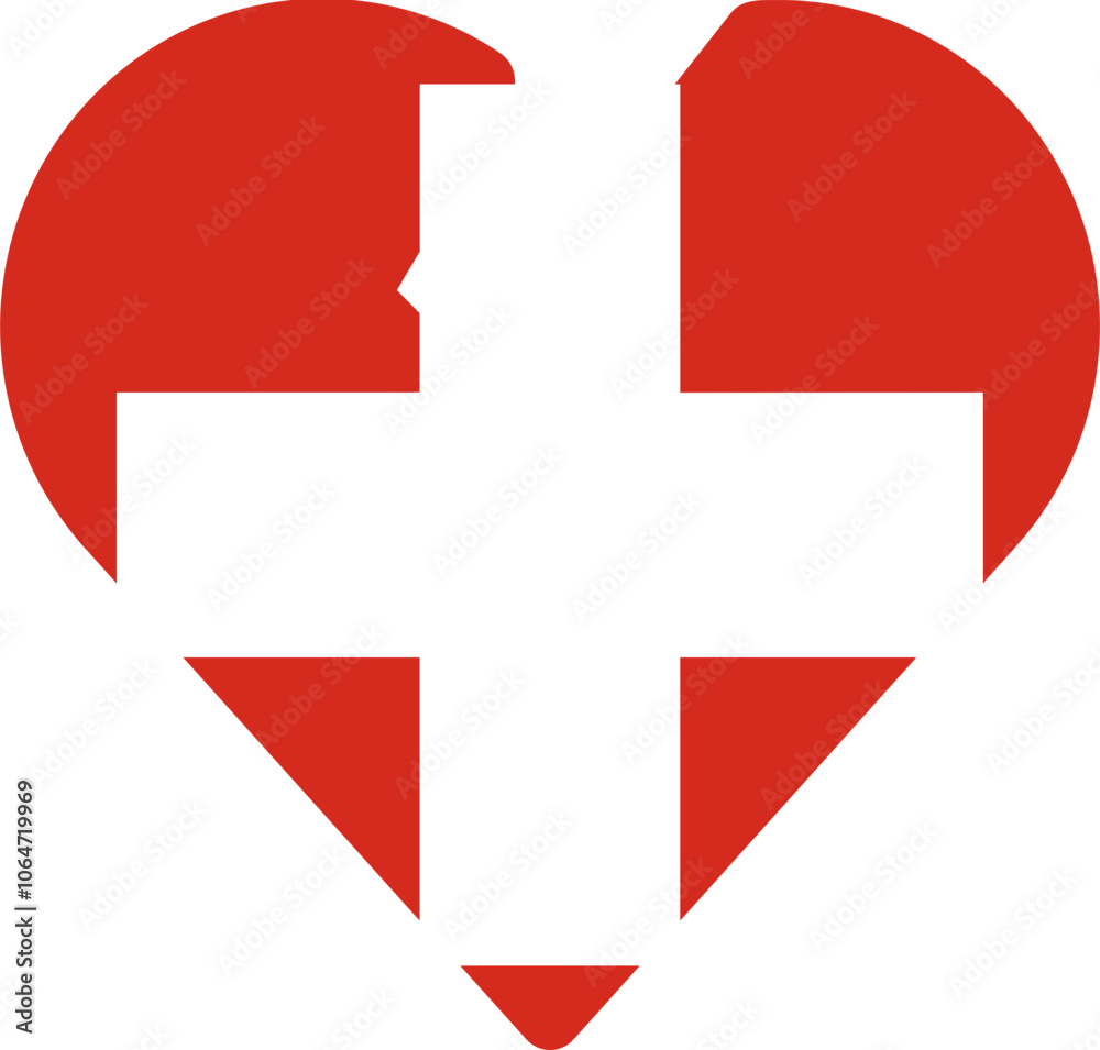 Fototapeta premium Switzerland Flag On Broken Heart Icon