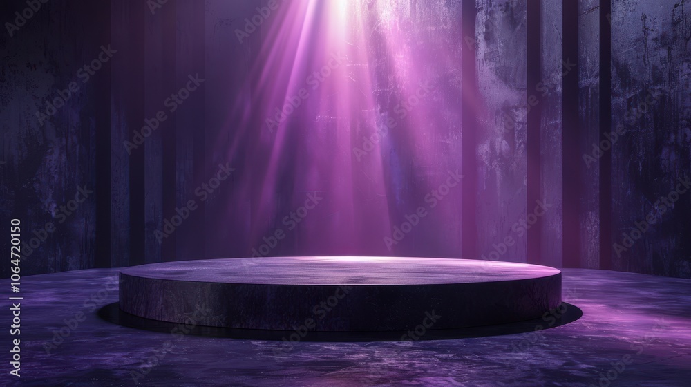 Obraz premium A purple stage with a spotlight shining on it. Generative AI