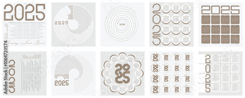 A collection of 2025 calendars with unique and diverse styles. Set of 2025 calendars creative design, Mega collection 2025 new year cards