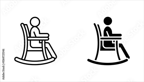 Male pensioner linear icon set. Senile man. Old age. vector illustration on white background