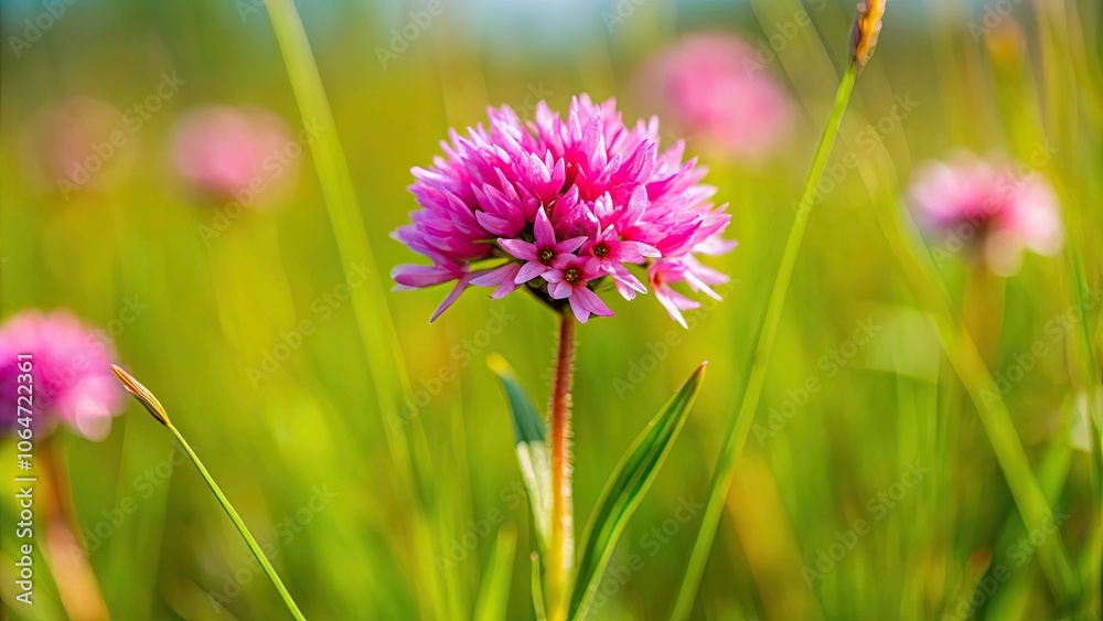 Obraz premium Pink wildflower known as Crucianella stylosa blooming in meadow, wildflower, pink, Crucianella stylosa, blooming, meadow, plant