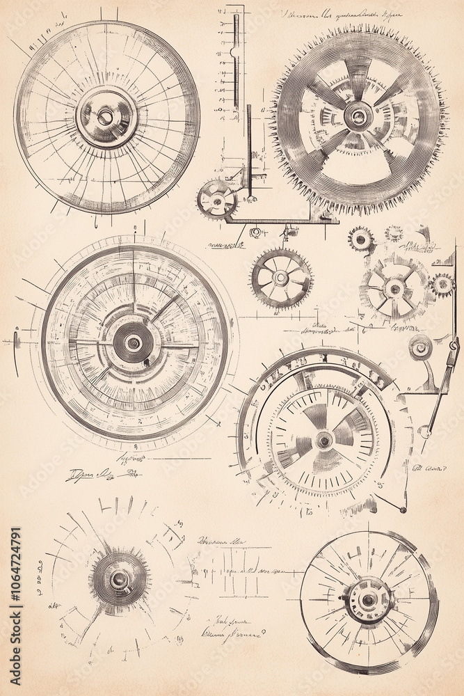 Steampunk mechanic sketch retro background Steampunk mechanic sketch retro background