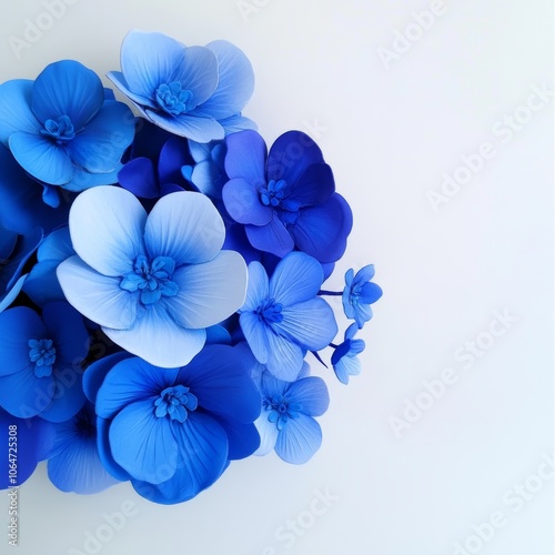 Tutorial for creating blue hydrangeas, showcasing layering techniques to achieve a dense floral texture.