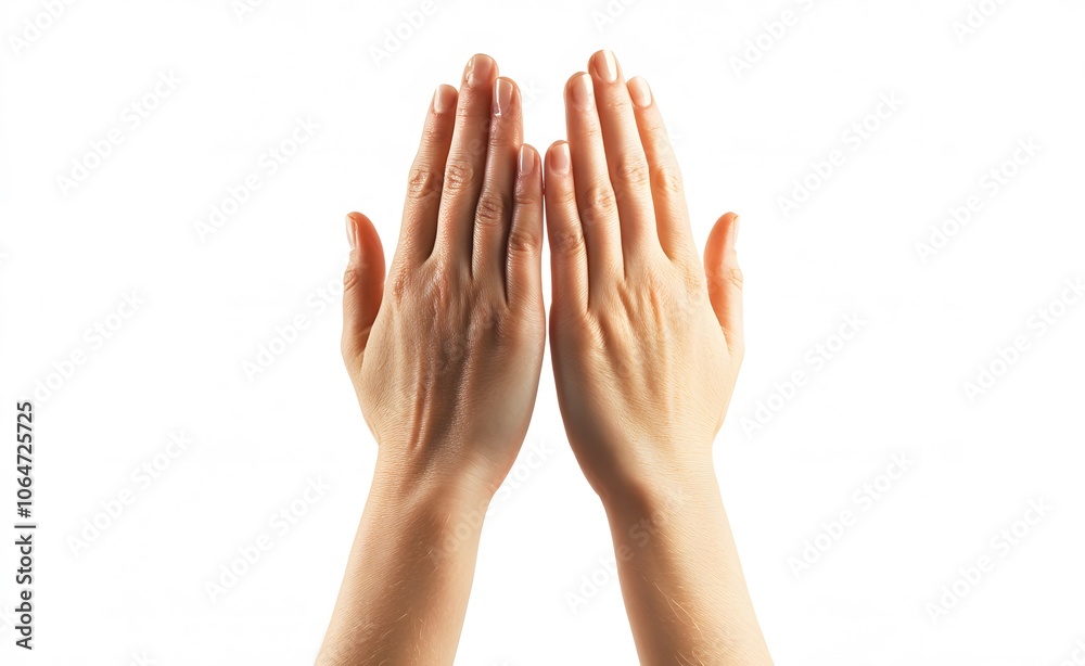 Two Open Palms Facing Upward on a White Background Two Open Palms Facing Upward on a White Background