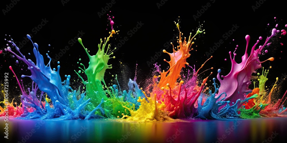 Colorful paint splashes on a black background, splash, color, vibrant, abstract, art, vibrant, contrast, dark, artistic Colorful paint splashes on a black background, splash, color, vibrant, abstract, art, vibrant, contrast, dark, artistic