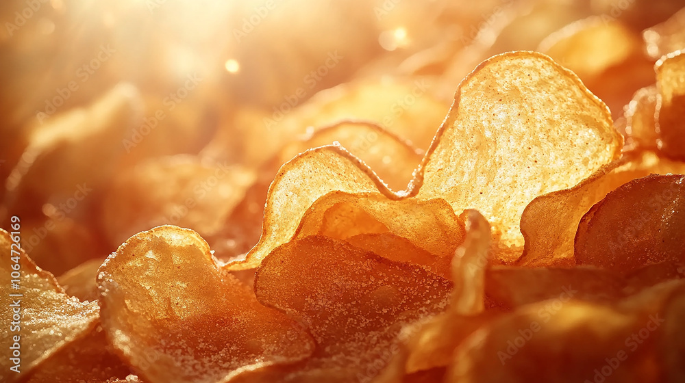 Golden potato chips perfectly crispy and crunchy Golden potato chips perfectly crispy and crunchy