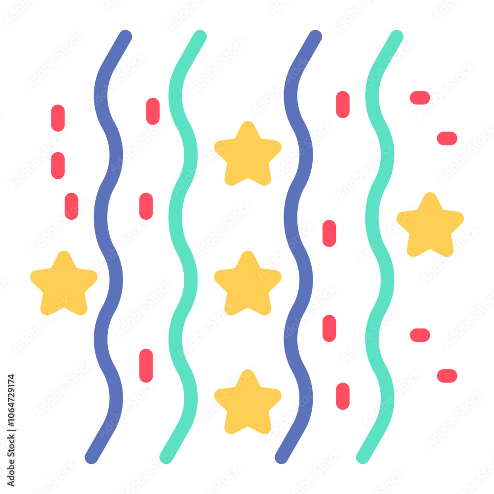 Streamers icon vector image. Can be used for Festa Junina. Streamers icon vector image. Can be used for Festa Junina.