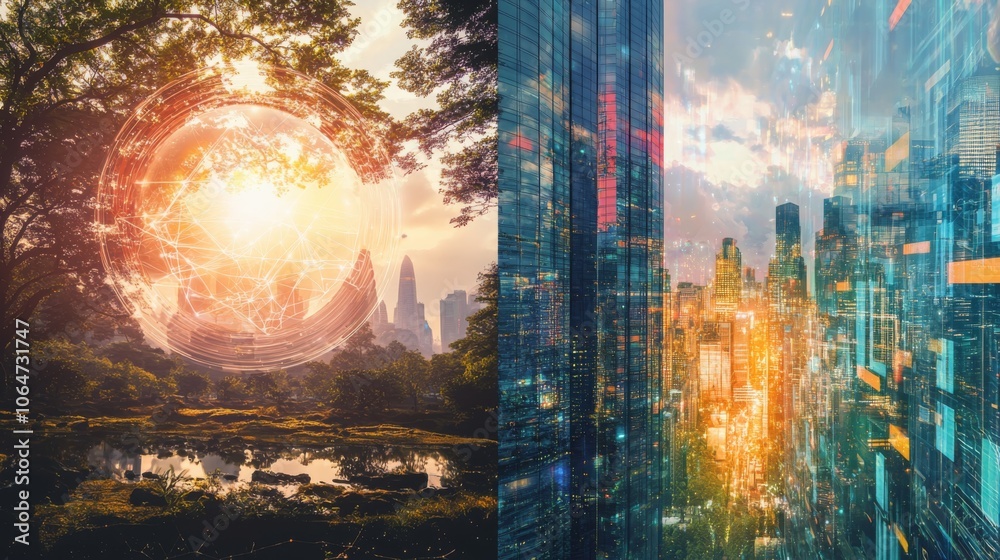 Fototapeta premium Connecting Two Eras in a Vibrant World