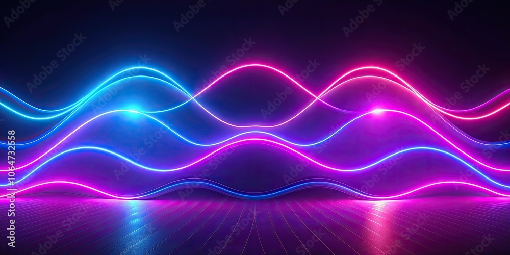 Naklejka premium Abstract background with glowing neon lines and ultraviolet waves , render, abstract, background