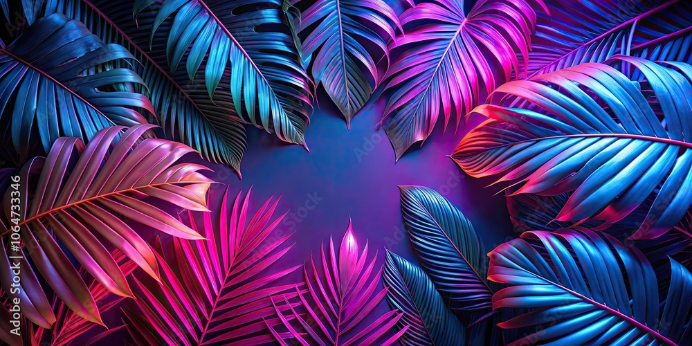 Tropical leaf background with neon glow color tones, tropical, leaves, foliage, neon, glow, bright, exotic, vibrant Tropical leaf background with neon glow color tones, tropical, leaves, foliage, neon, glow, bright, exotic, vibrant