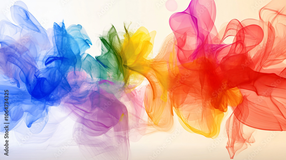 Fototapeta premium Colorful smoke swirls blending softly, creating vibrant abstract design